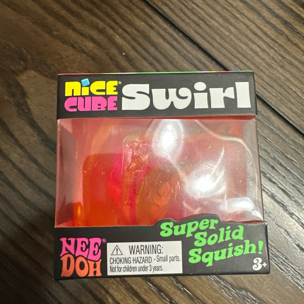 Nee Doh Nice Cube Swirl Super Solid Squish - Pink & Orange